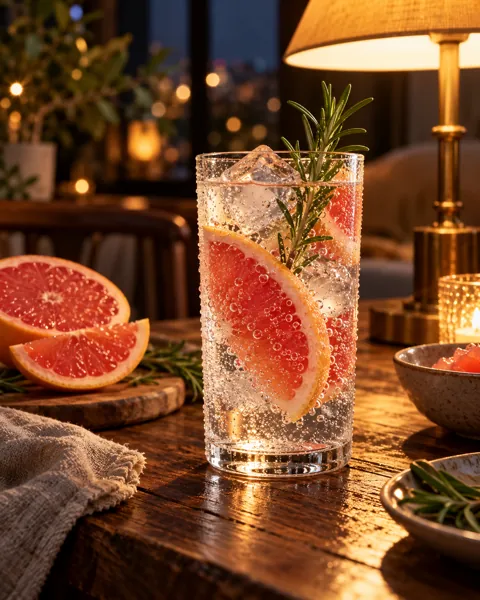 Citrus Sparkling Water · Warm Evening Lamplight