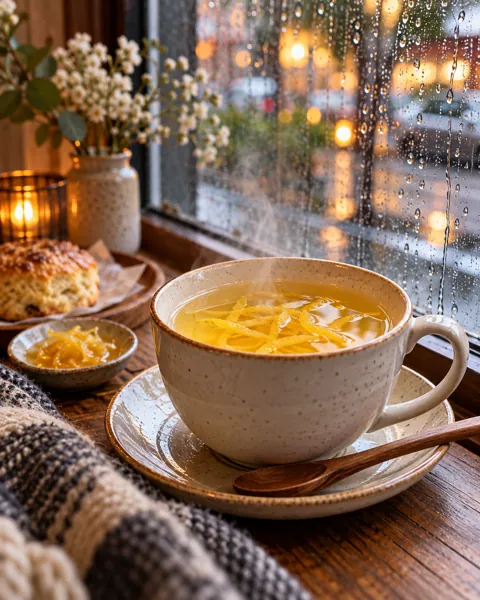 Yuzu Honey Tea · Rainy Cafe Window