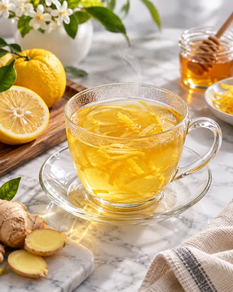 Yuzu Honey Tea · Minimal Marble Counter