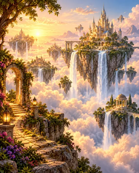 Floating Sky Islands · Storybook Dawn