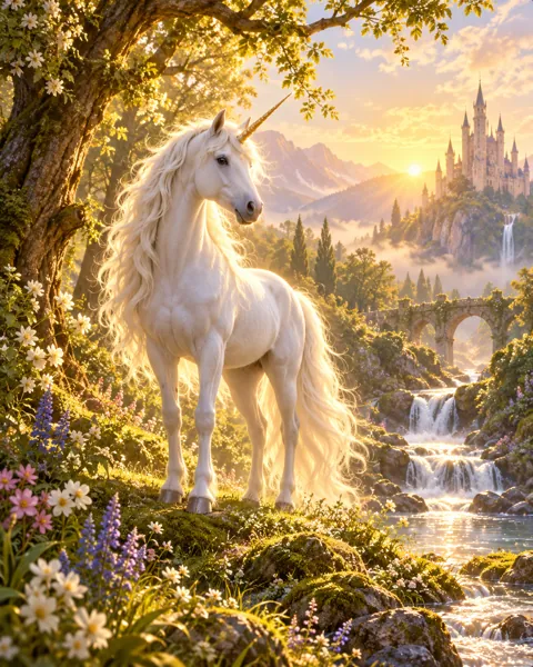 Unicorn in a Glade · Storybook Dawn