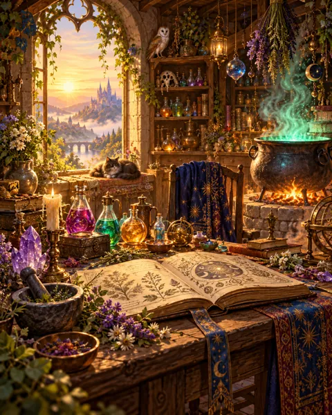 Wizard's Potion Workshop · Storybook Dawn