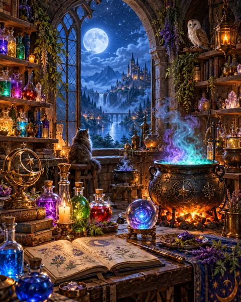 Wizard's Potion Workshop · Mystical Moonlight