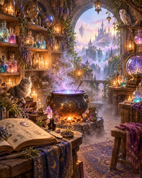 Wizard's Potion Workshop · Pastel Dreamscape