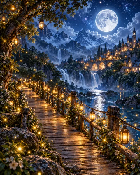 Fairy Lantern Bridge · Mystical Moonlight