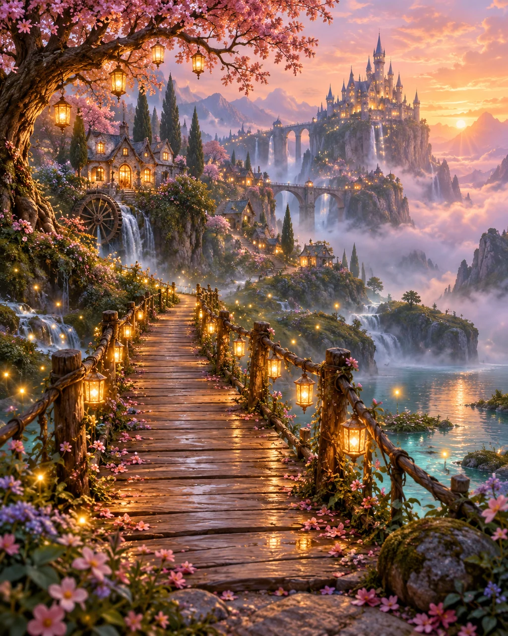 Fairy Lantern Bridge · Pastel Dreamscape