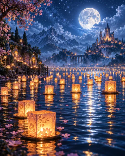 Floating Lantern Lake · Mystical Moonlight