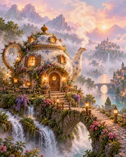 Magic Teapot House · Pastel Dreamscape