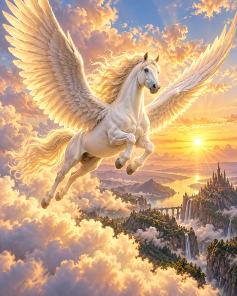 Pegasus Above the Clouds · Storybook Dawn