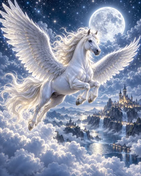 Pegasus Above the Clouds · Mystical Moonlight