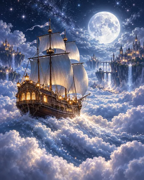 Flying Sky Ship · Mystical Moonlight