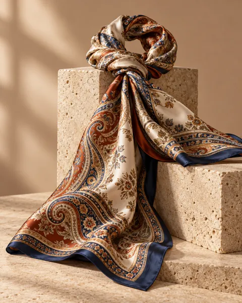 Paisley Silk Scarf · Sculptural Plinths
