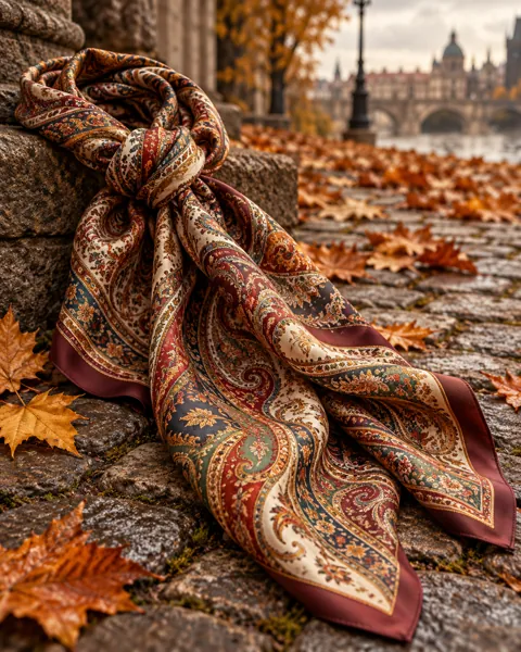 Paisley Silk Scarf · Autumn Street Corner