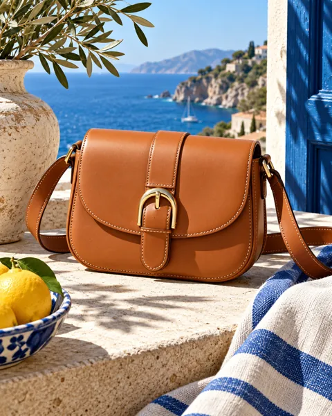 Leather Crossbody Bag · Riviera Sunlight