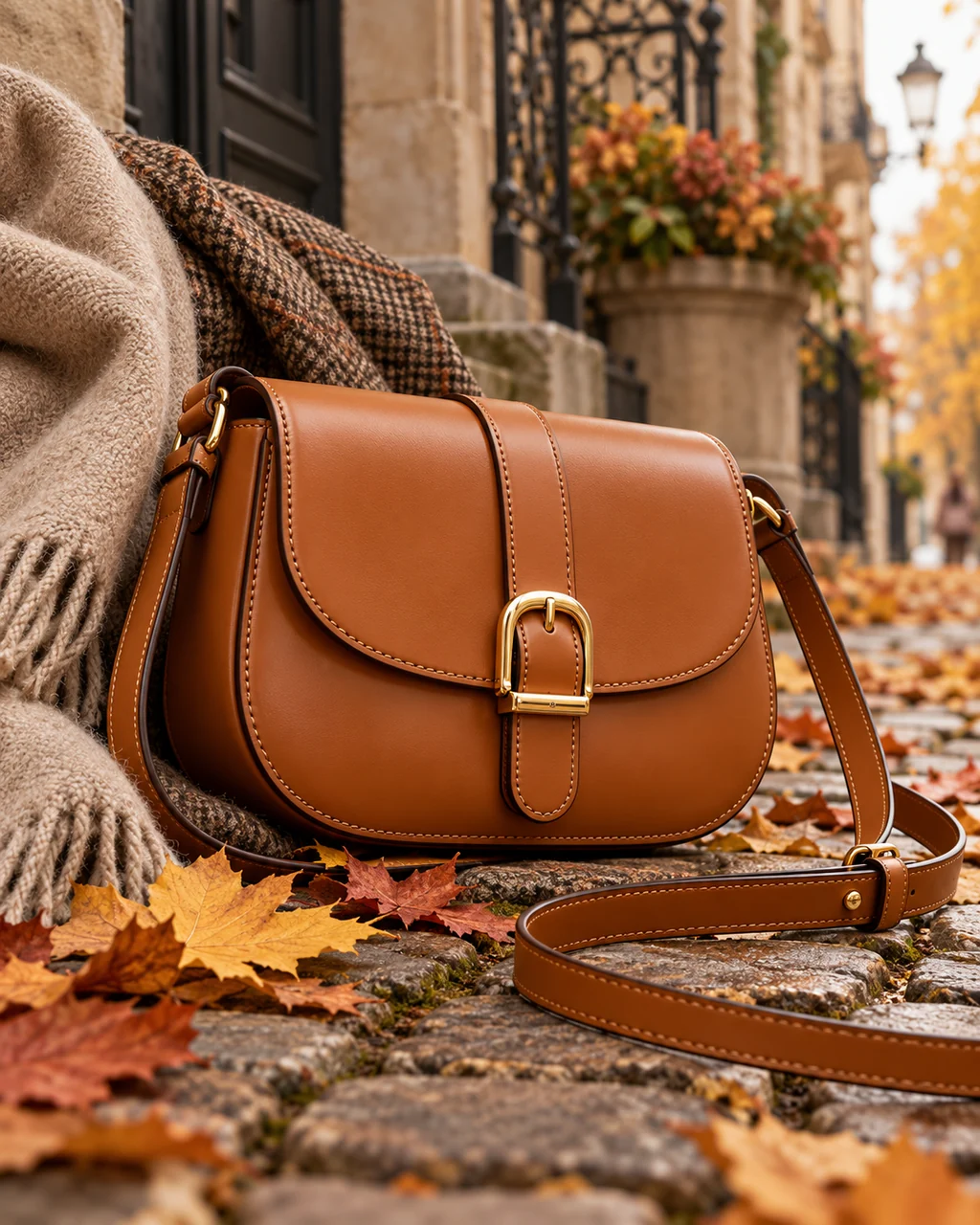 Leather Crossbody Bag · Autumn Street Corner