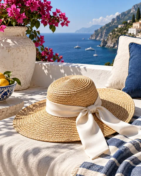 Ribboned Straw Hat · Riviera Sunlight