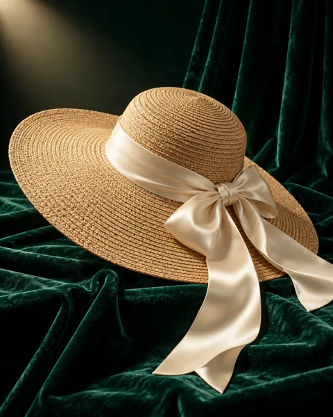 Ribboned Straw Hat · Moody Velvet