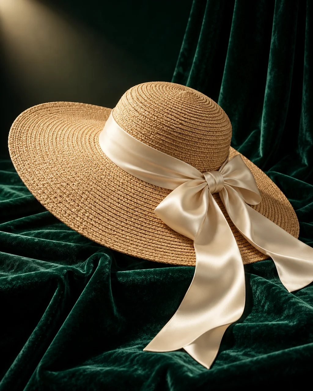 Ribboned Straw Hat · Moody Velvet