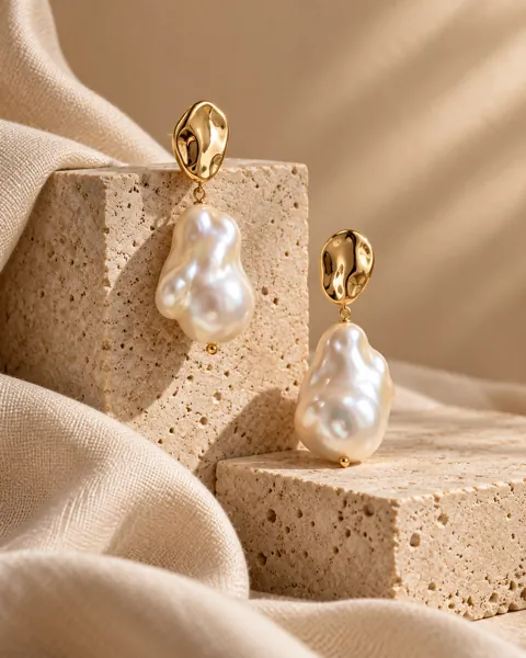 Pearl Drop Earrings · Sculptural Plinths