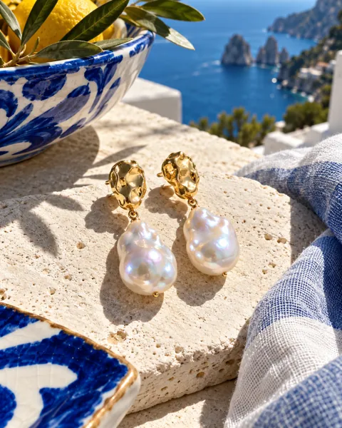 Pearl Drop Earrings · Riviera Sunlight