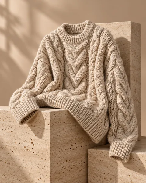 Chunky Knit Sweater · Sculptural Plinths