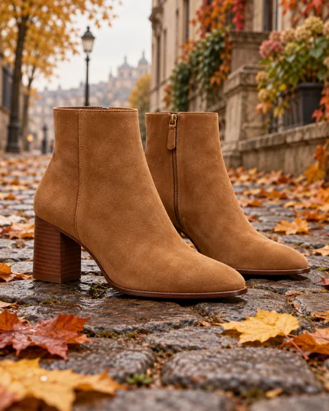 Suede Ankle Boots · Autumn Street Corner
