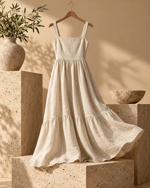 Linen Summer Dress · Sculptural Plinths