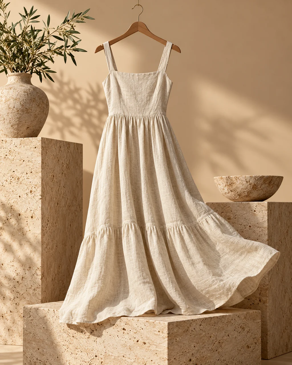 Linen Summer Dress · Sculptural Plinths