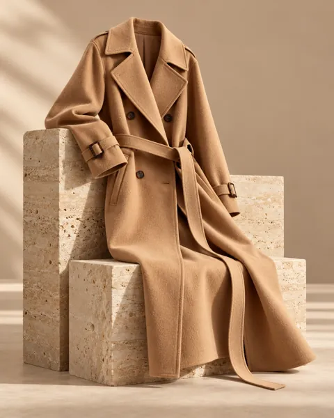 Wool Trench Coat · Sculptural Plinths