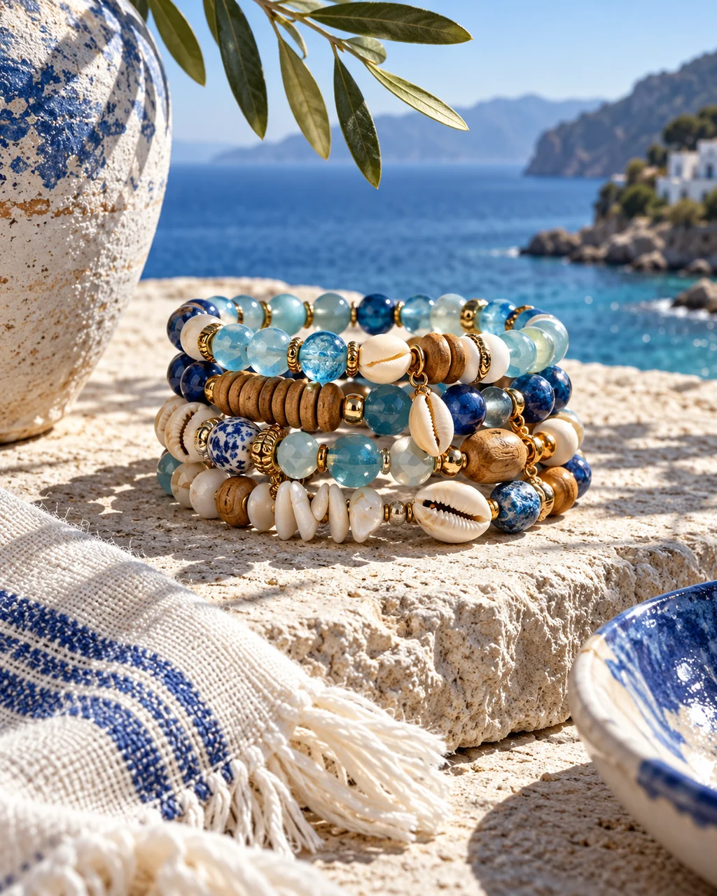 Beaded Bracelet Stack · Riviera Sunlight