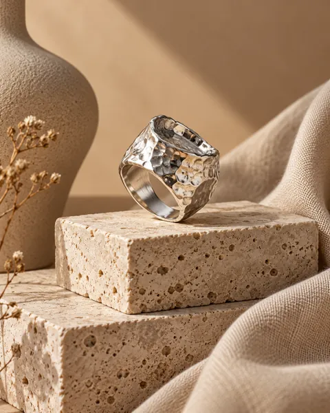 Sculptural Silver Ring · Sculptural Plinths