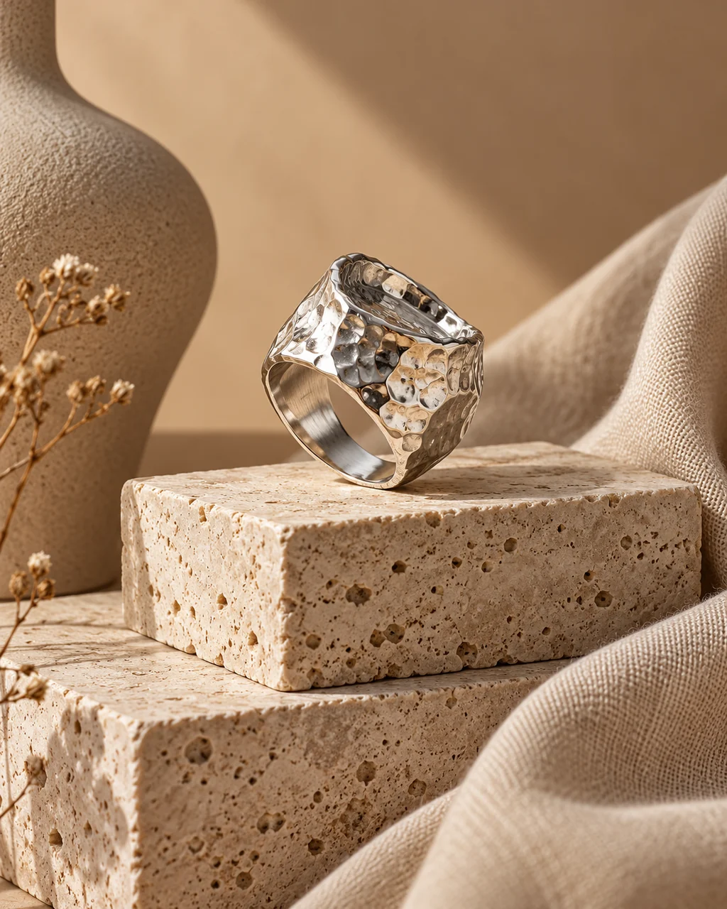 Sculptural Silver Ring · Sculptural Plinths