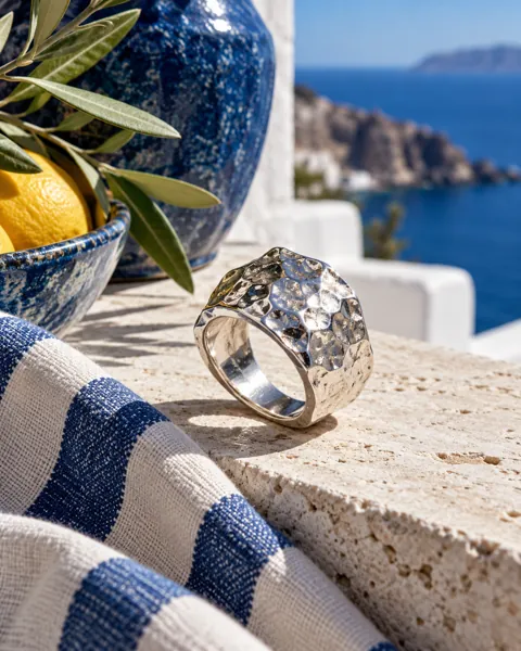 Sculptural Silver Ring · Riviera Sunlight