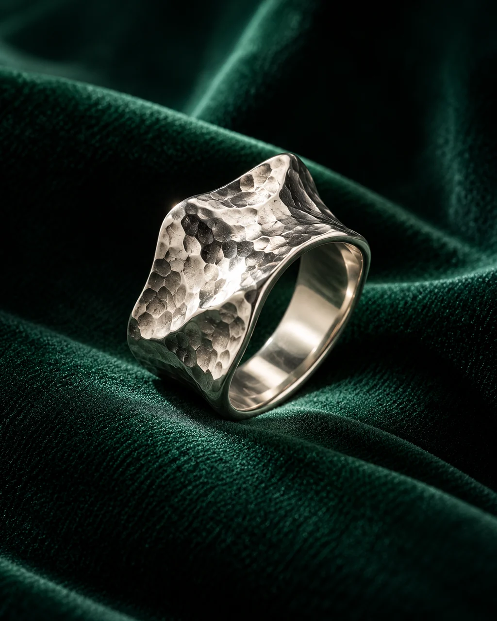 Sculptural Silver Ring · Moody Velvet