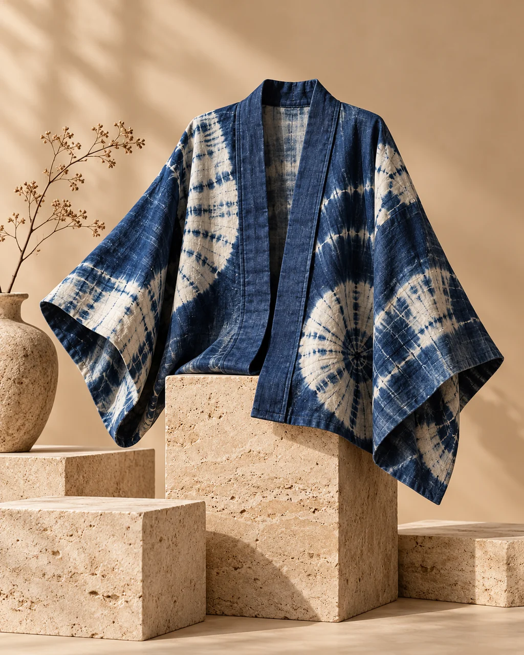 Shibori Kimono Jacket · Sculptural Plinths