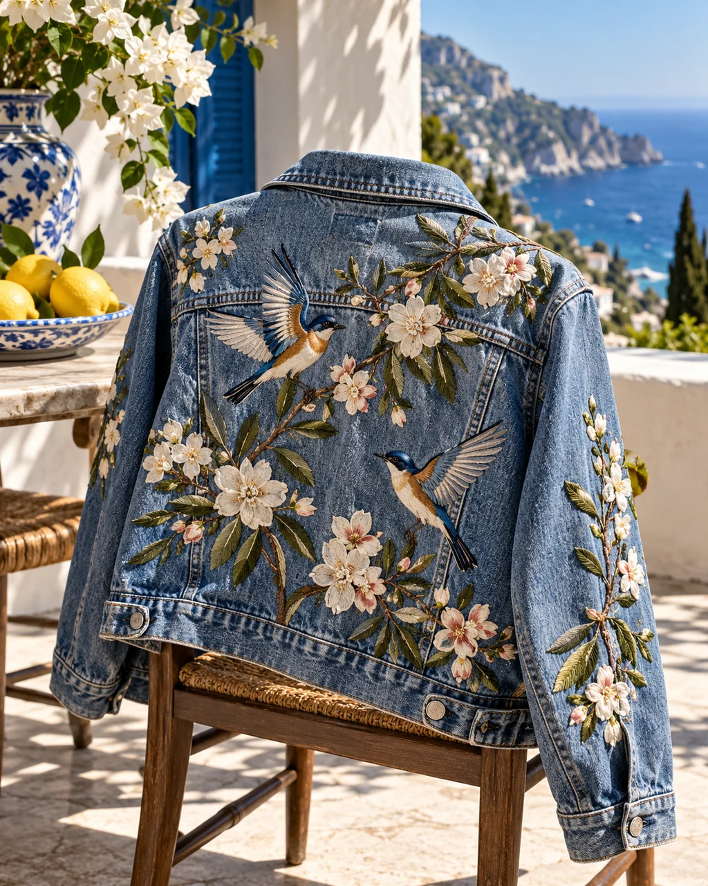 Embroidered Denim Jacket · Riviera Sunlight