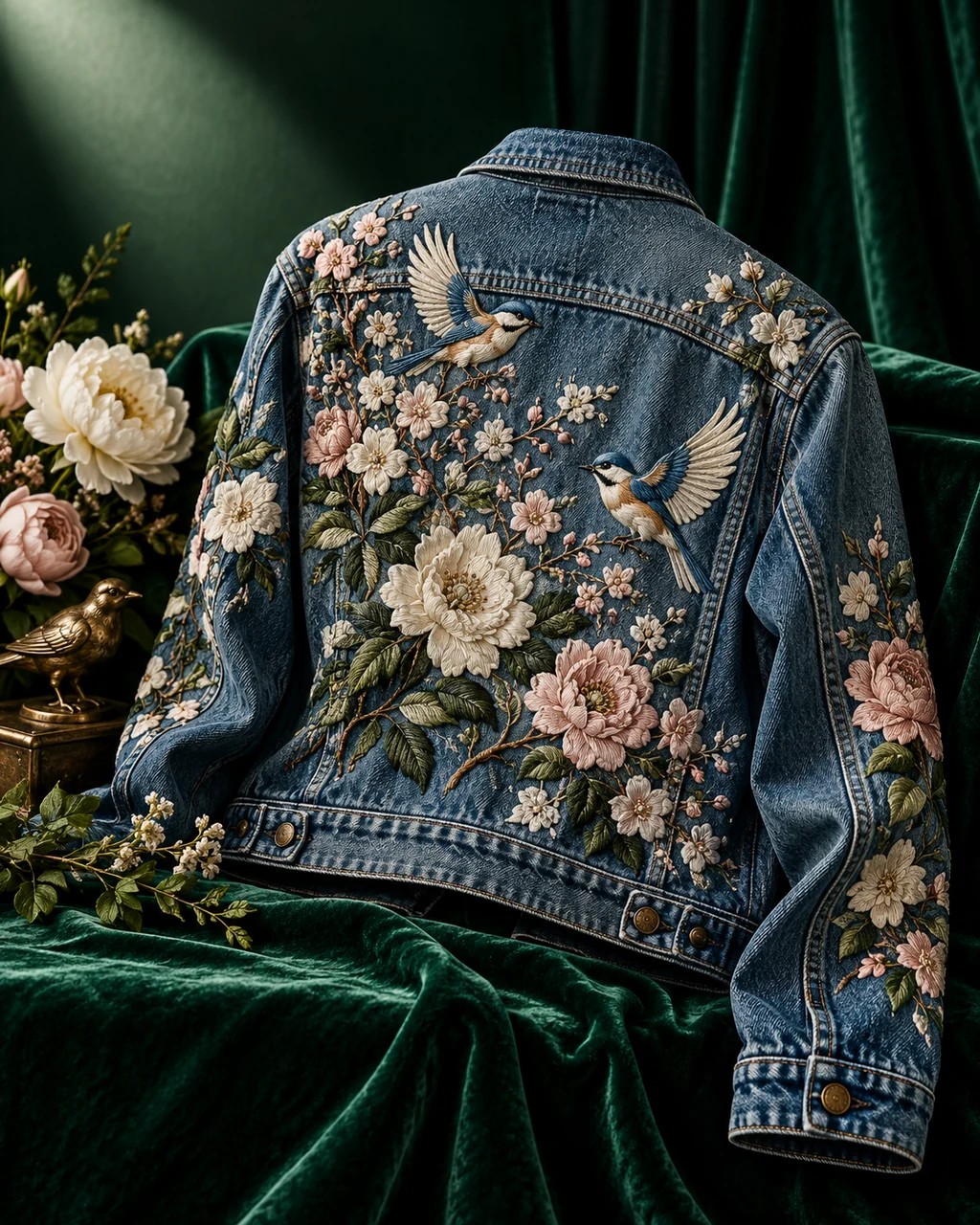 Embroidered Denim Jacket · Moody Velvet