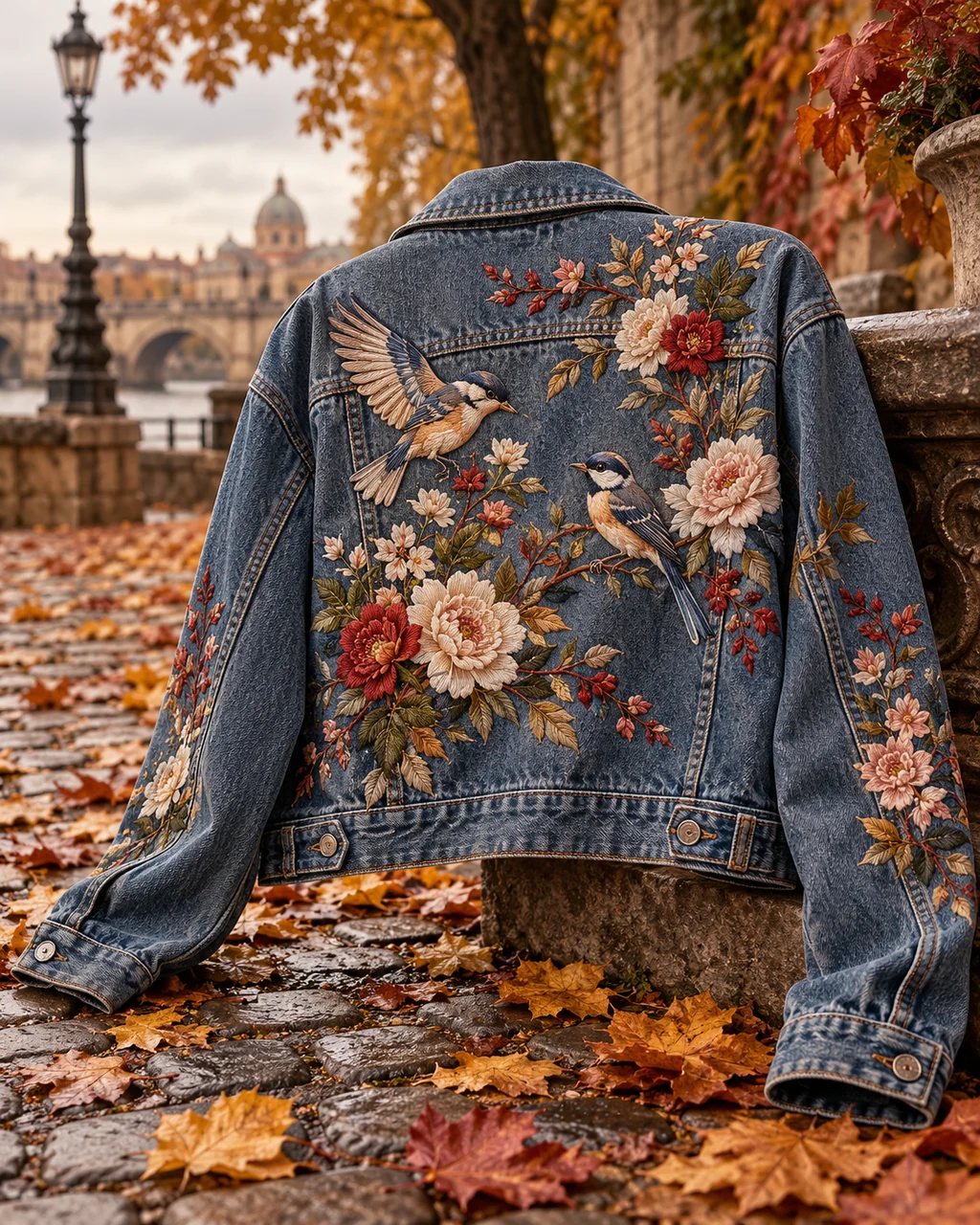 Embroidered Denim Jacket · Autumn Street Corner