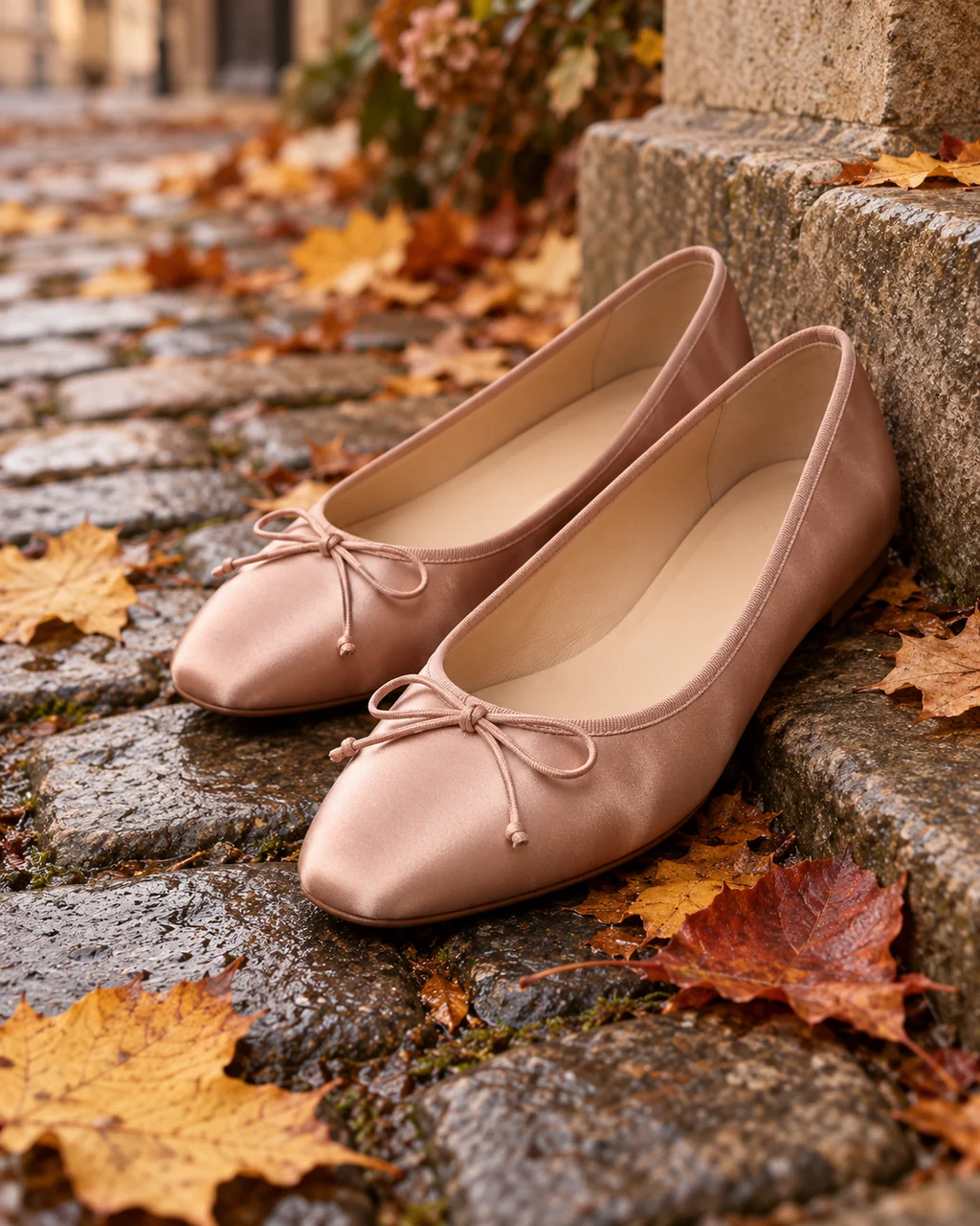 Satin Ballet Flats · Autumn Street Corner