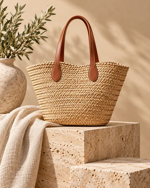 Woven Market Tote · Sculptural Plinths