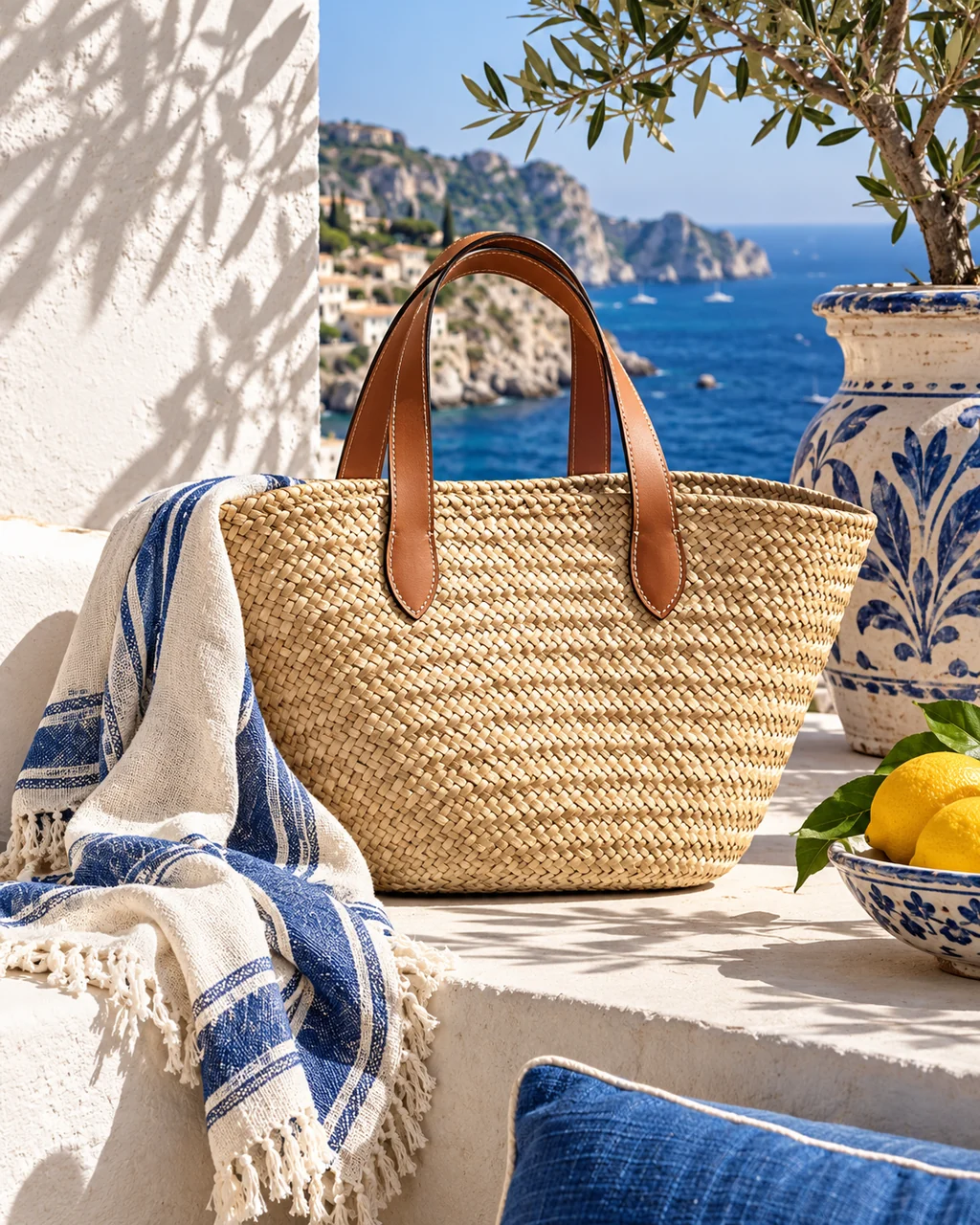 Woven Market Tote · Riviera Sunlight