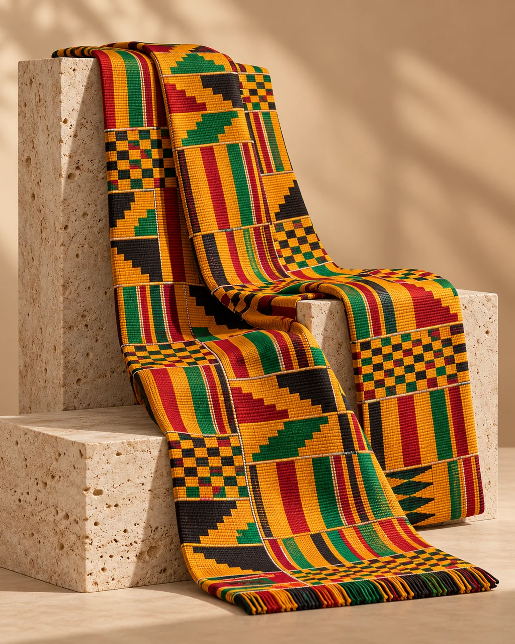 Kente Woven Stole · Sculptural Plinths