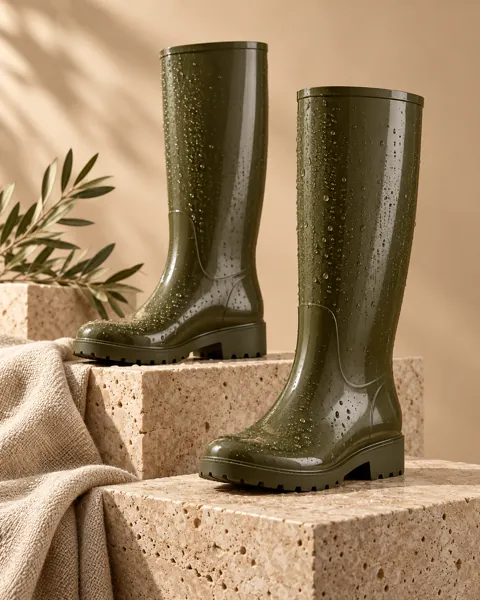Glossy Rain Boots · Sculptural Plinths