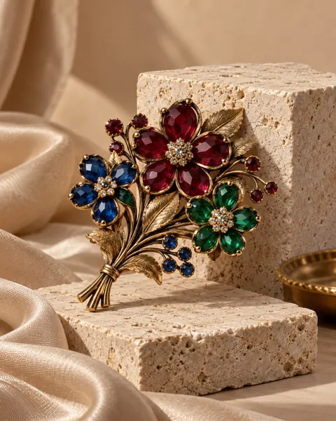 Vintage Brooch · Sculptural Plinths