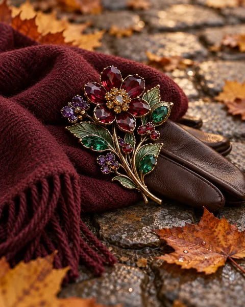 Vintage Brooch · Autumn Street Corner