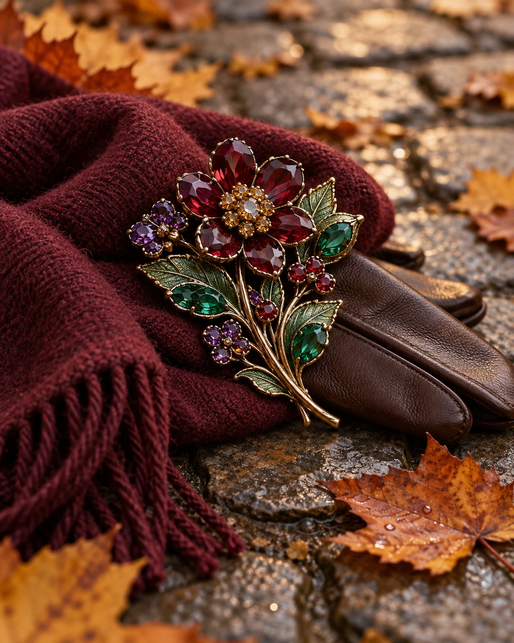 Vintage Brooch · Autumn Street Corner