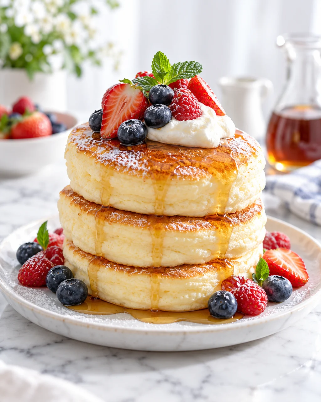Fluffy Souffle Pancakes · Bright Marble Minimal
