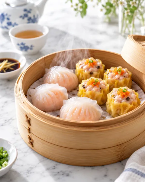 Dim Sum Steamer Basket · Bright Marble Minimal