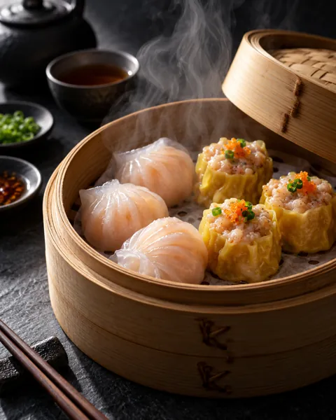 Dim Sum Steamer Basket · Dark Moody Chiaroscuro