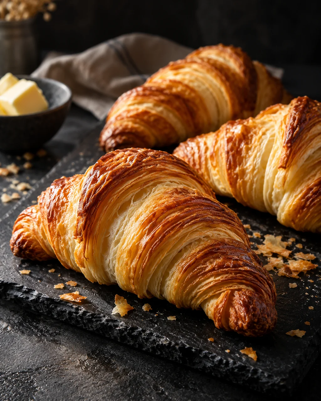 Butter Croissants · Dark Moody Chiaroscuro
